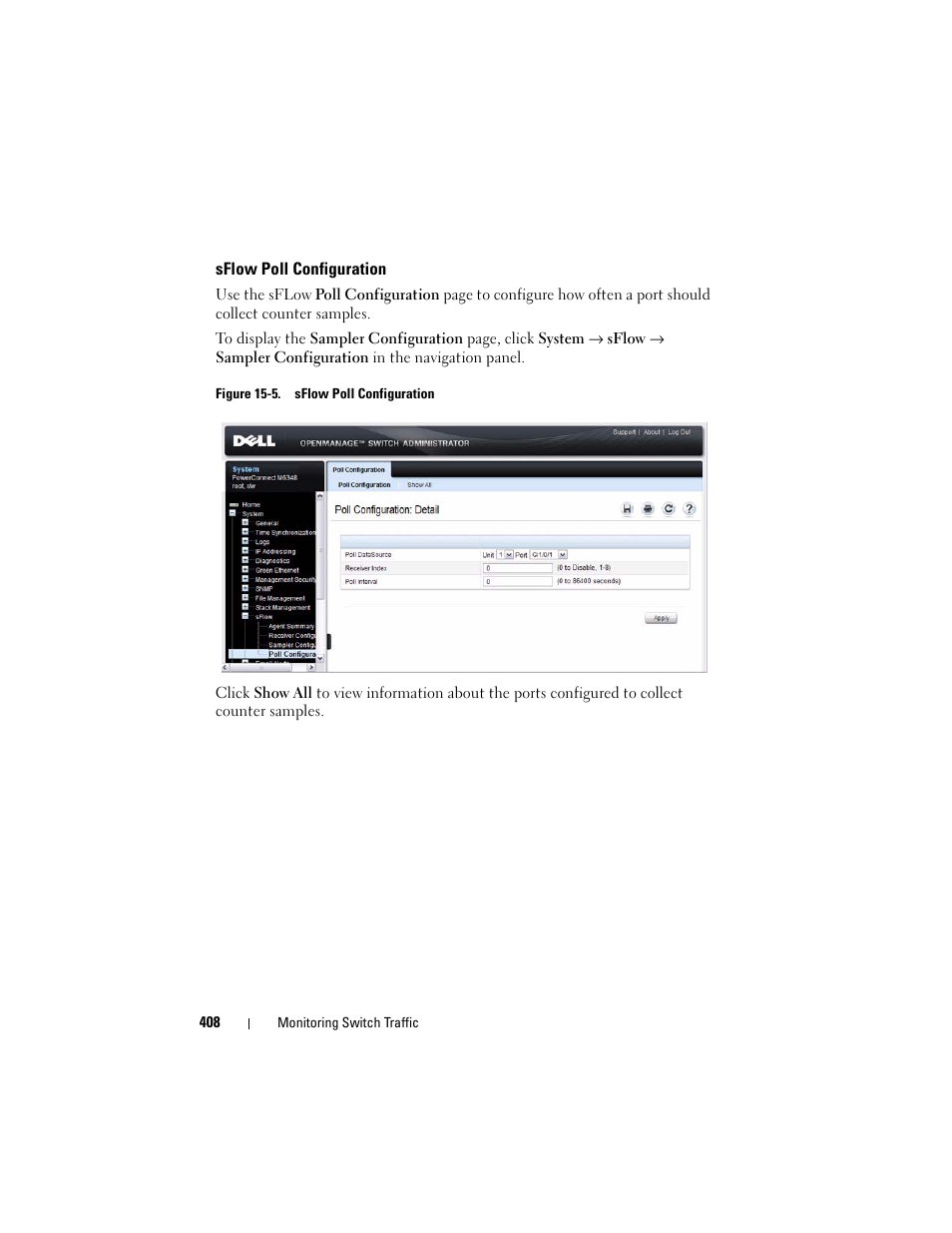 Sflow poll configuration | Dell POWEREDGE M1000E User Manual | Page 408 / 1246