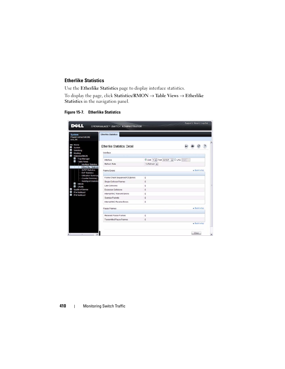 Etherlike statistics | Dell POWEREDGE M1000E User Manual | Page 410 / 1246