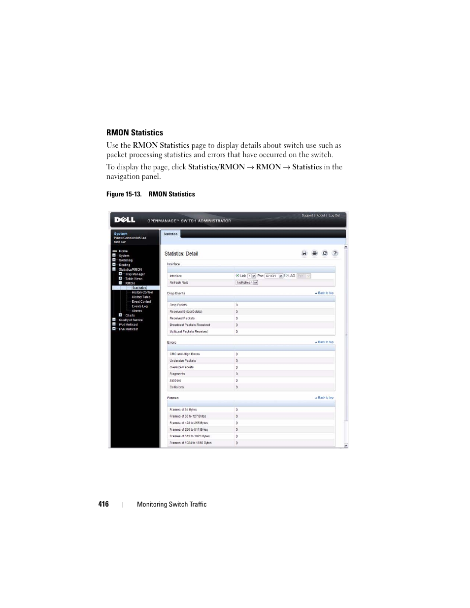 Rmon statistics | Dell POWEREDGE M1000E User Manual | Page 416 / 1246