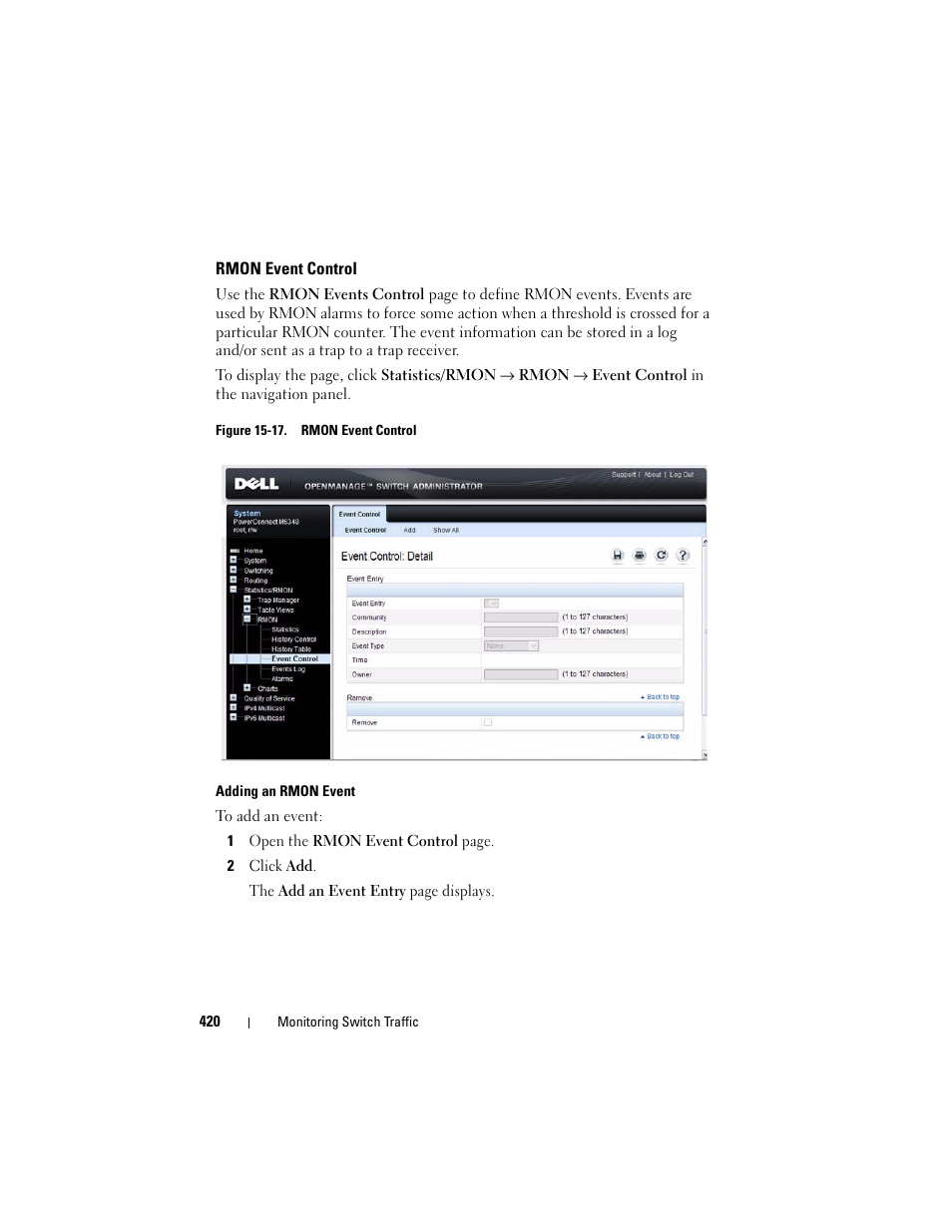 Rmon event control | Dell POWEREDGE M1000E User Manual | Page 420 / 1246