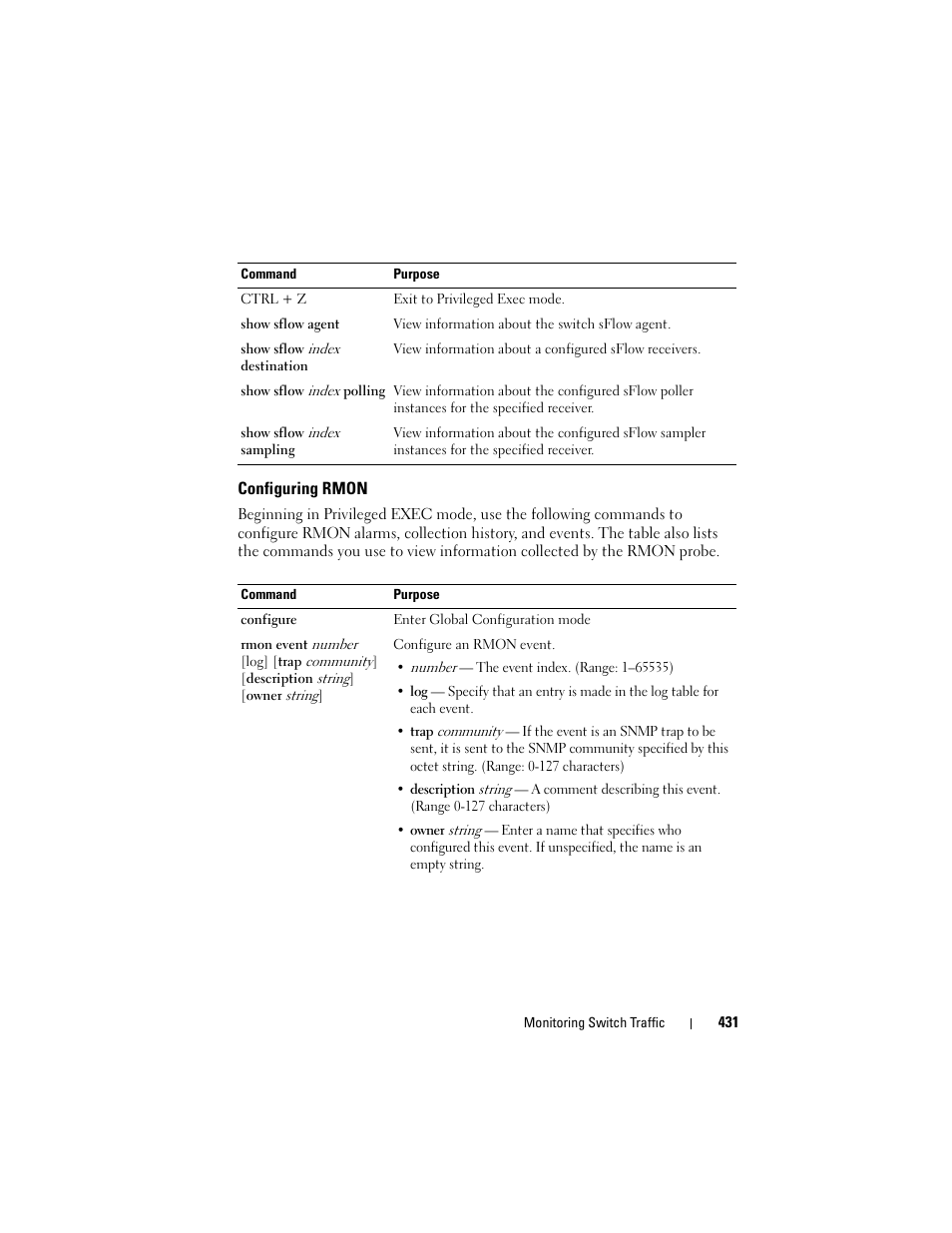 Configuring rmon | Dell POWEREDGE M1000E User Manual | Page 431 / 1246