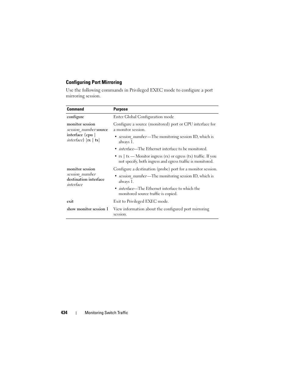 Configuring port mirroring | Dell POWEREDGE M1000E User Manual | Page 434 / 1246