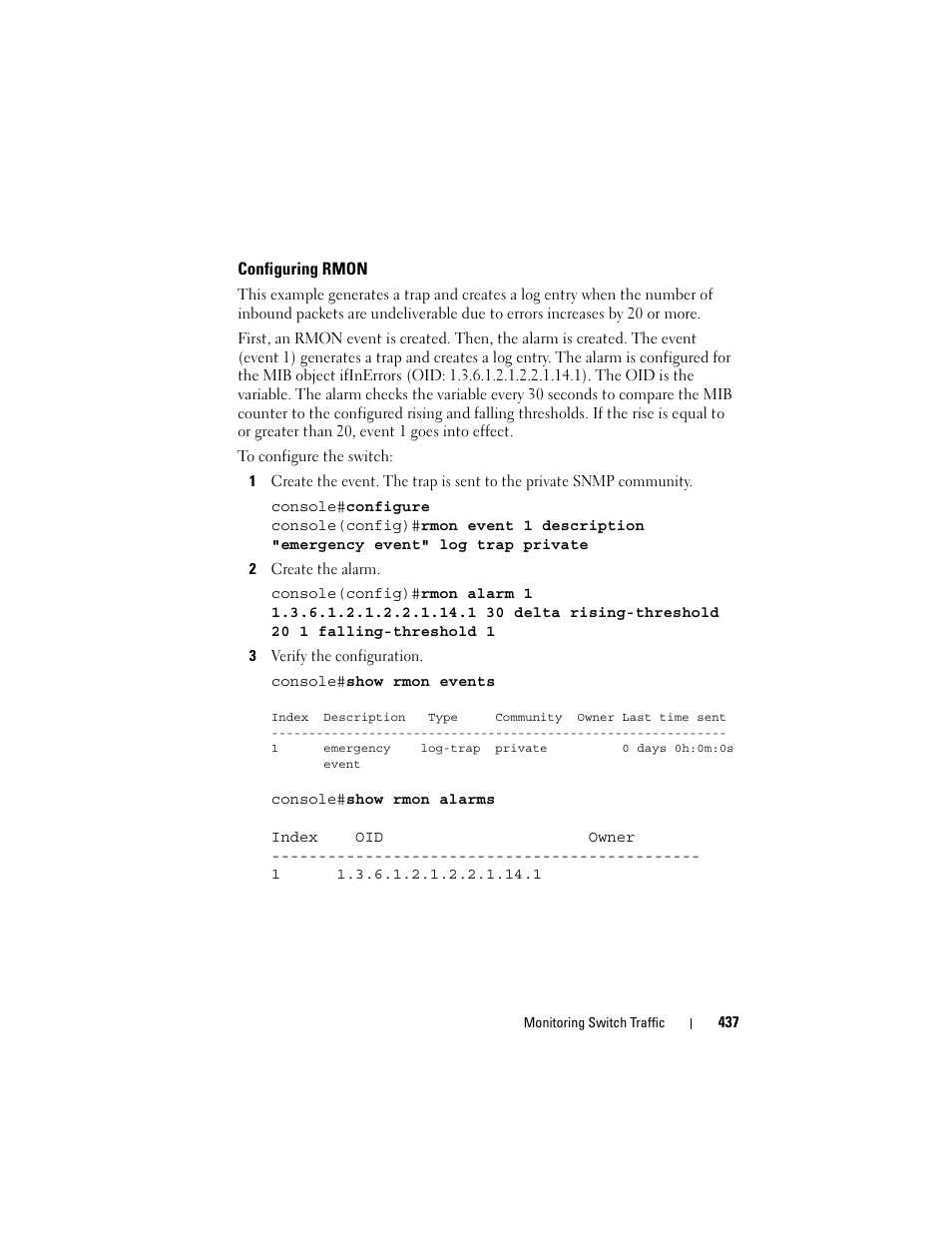 Configuring rmon | Dell POWEREDGE M1000E User Manual | Page 437 / 1246