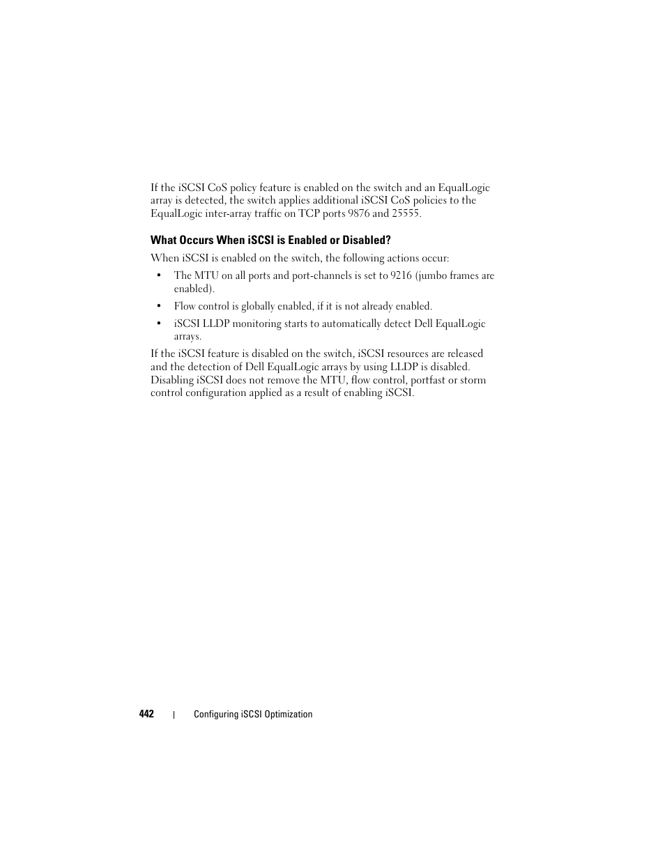 What occurs when iscsi is enabled or disabled, What occurs when iscsi is enabled or, Disabled | Dell POWEREDGE M1000E User Manual | Page 442 / 1246