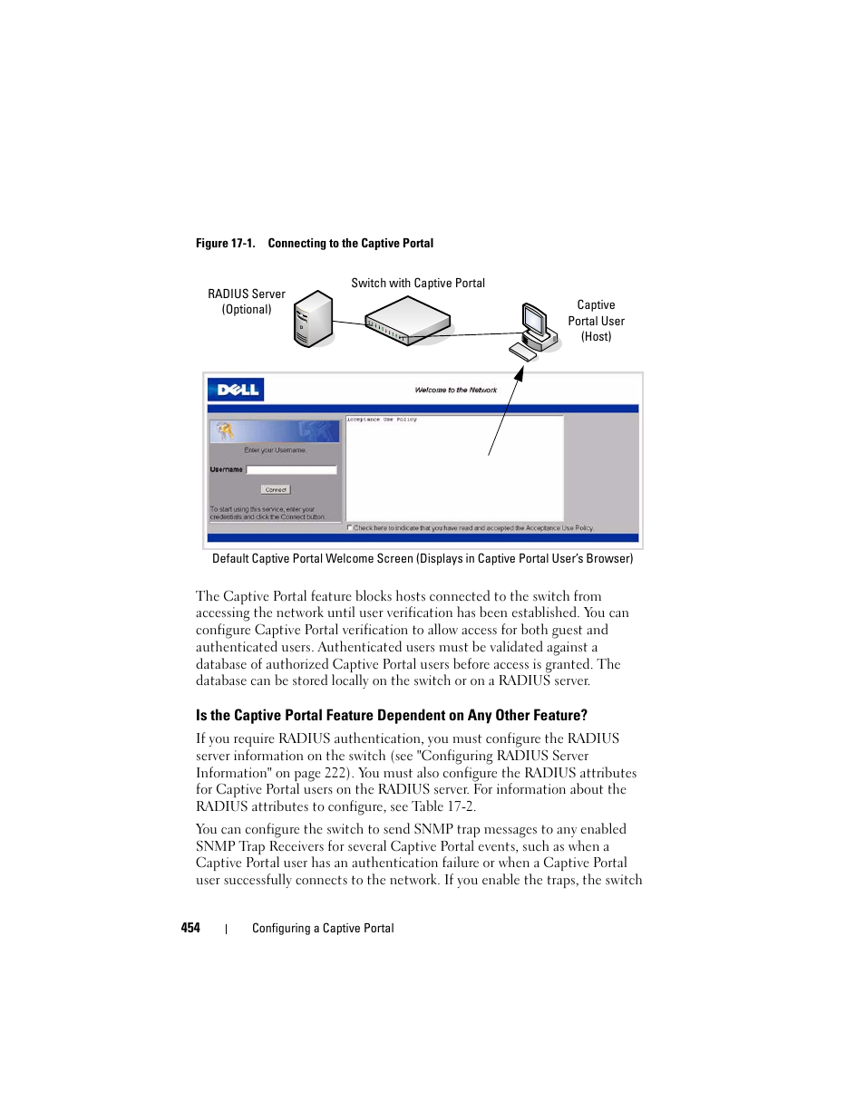 Is the captive portal feature dependent, On any other feature | Dell POWEREDGE M1000E User Manual | Page 454 / 1246