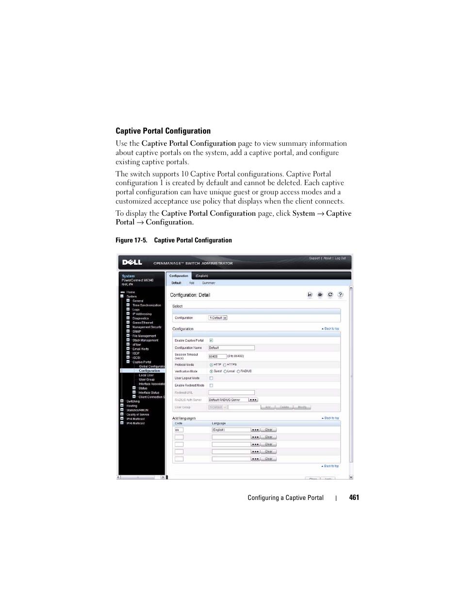 Captive portal configuration | Dell POWEREDGE M1000E User Manual | Page 461 / 1246