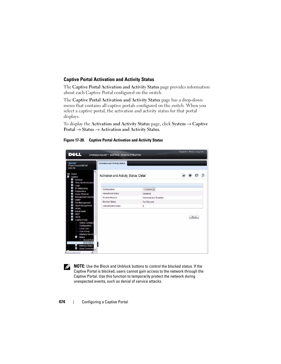 Captive portal activation and activity status | Dell POWEREDGE M1000E User Manual | Page 474 / 1246