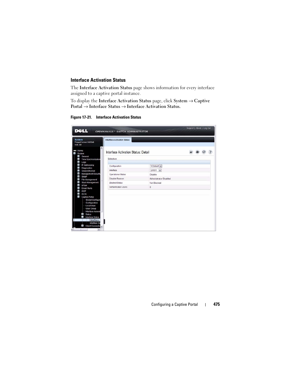 Interface activation status | Dell POWEREDGE M1000E User Manual | Page 475 / 1246