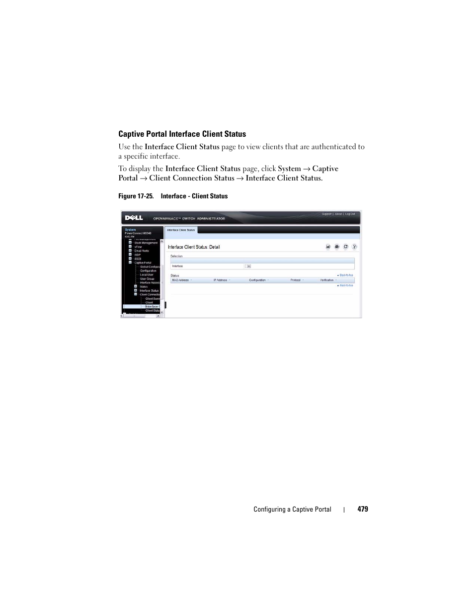 Captive portal interface client status | Dell POWEREDGE M1000E User Manual | Page 479 / 1246