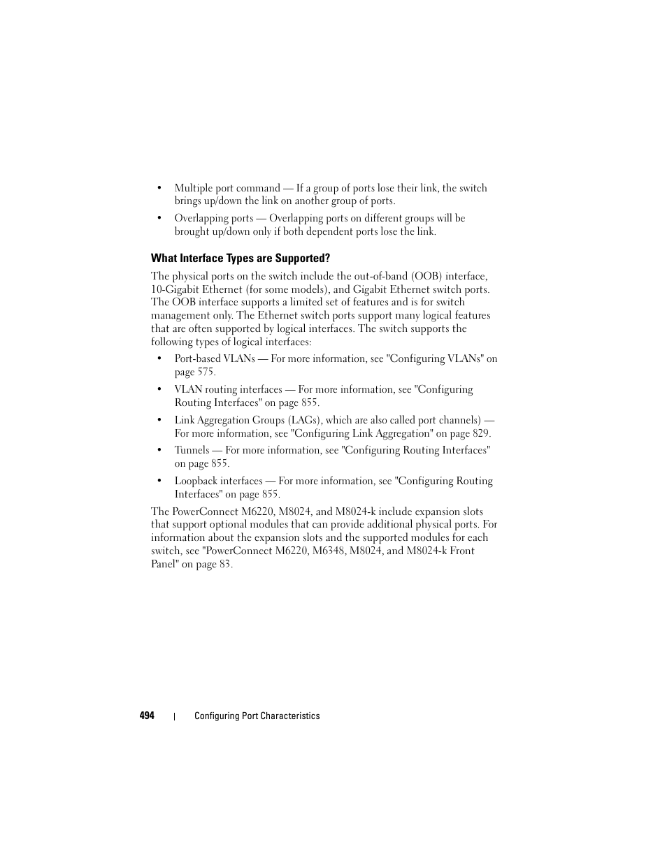 What interface types are supported | Dell POWEREDGE M1000E User Manual | Page 494 / 1246