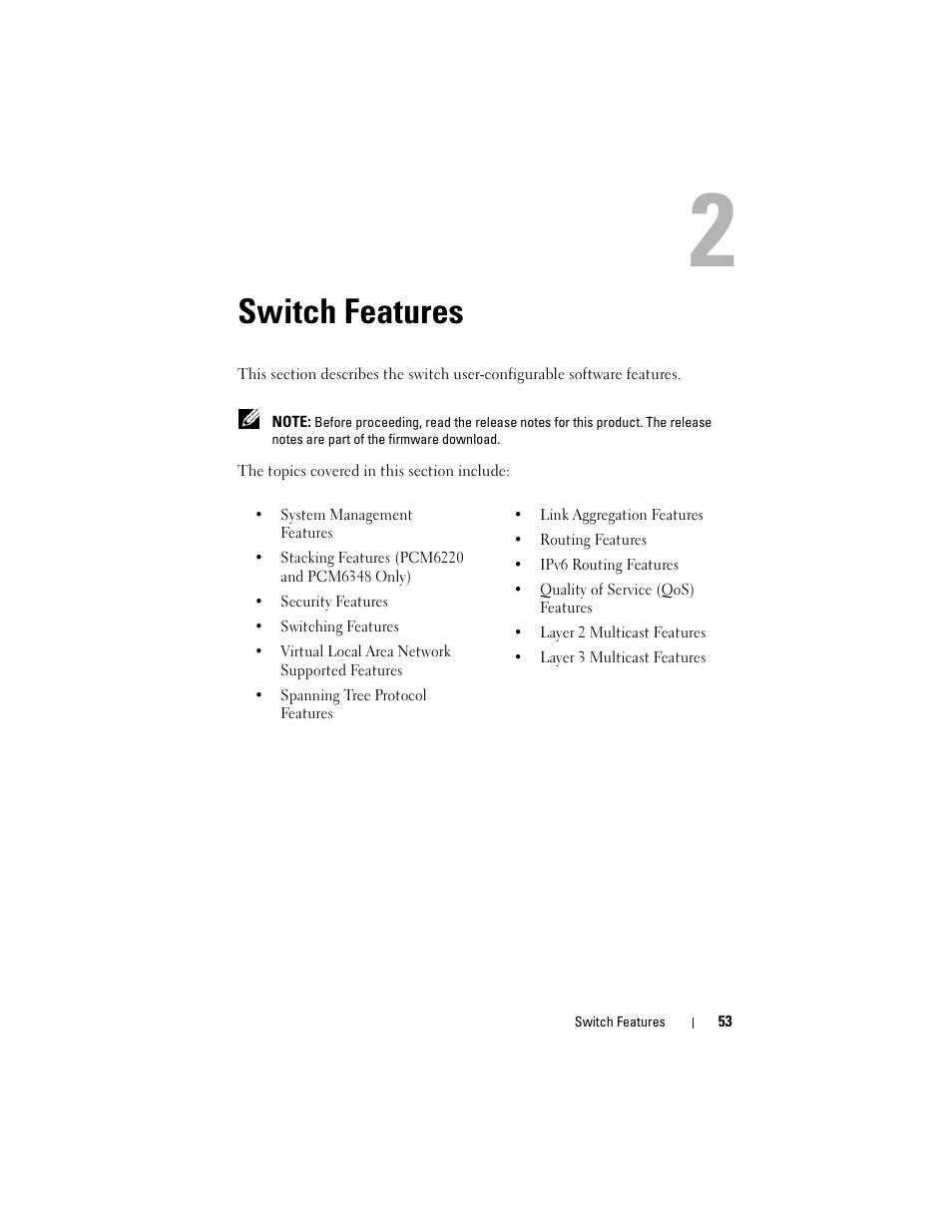 Switch features | Dell POWEREDGE M1000E User Manual | Page 53 / 1246