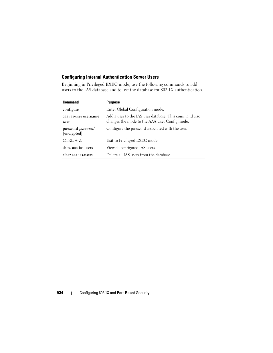Configuring internal authentication server users, Configuring internal authentication server, Users | Dell POWEREDGE M1000E User Manual | Page 534 / 1246
