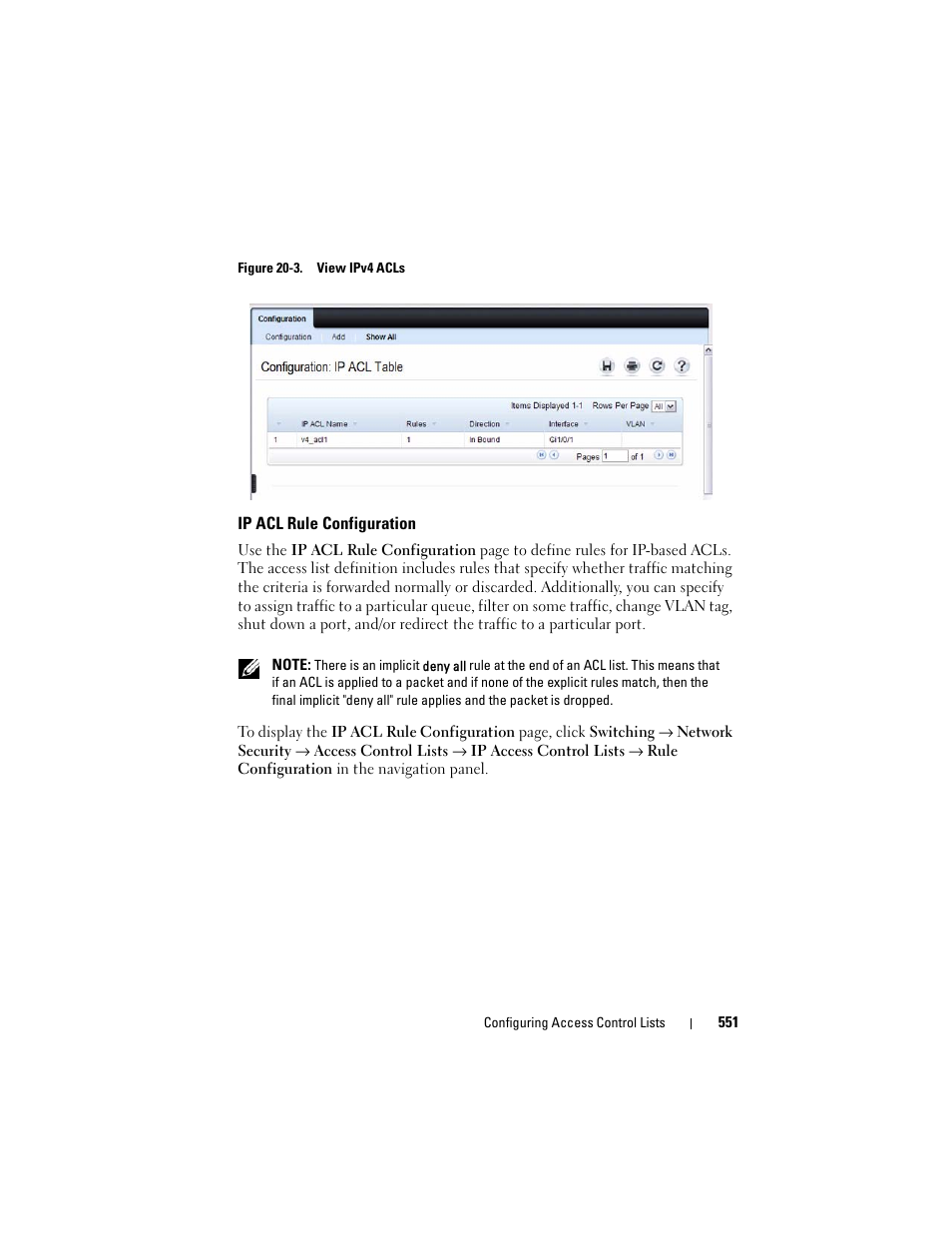 Ip acl rule configuration | Dell POWEREDGE M1000E User Manual | Page 551 / 1246