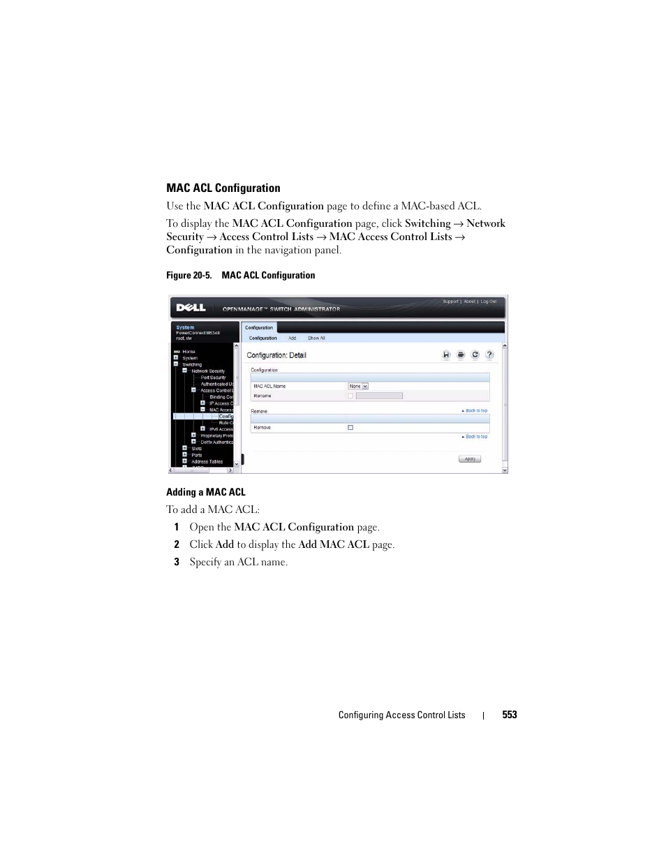 Mac acl configuration | Dell POWEREDGE M1000E User Manual | Page 553 / 1246