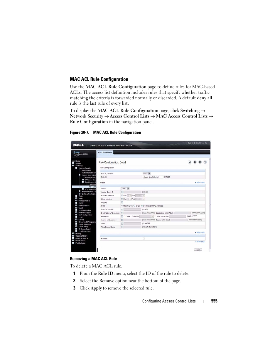 Mac acl rule configuration | Dell POWEREDGE M1000E User Manual | Page 555 / 1246