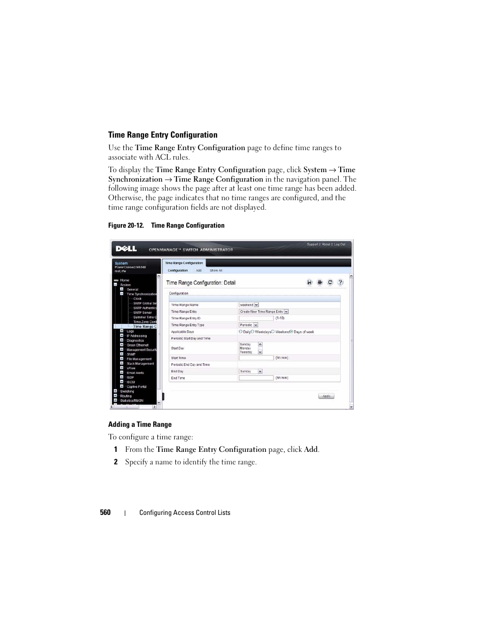 Time range entry configuration | Dell POWEREDGE M1000E User Manual | Page 560 / 1246