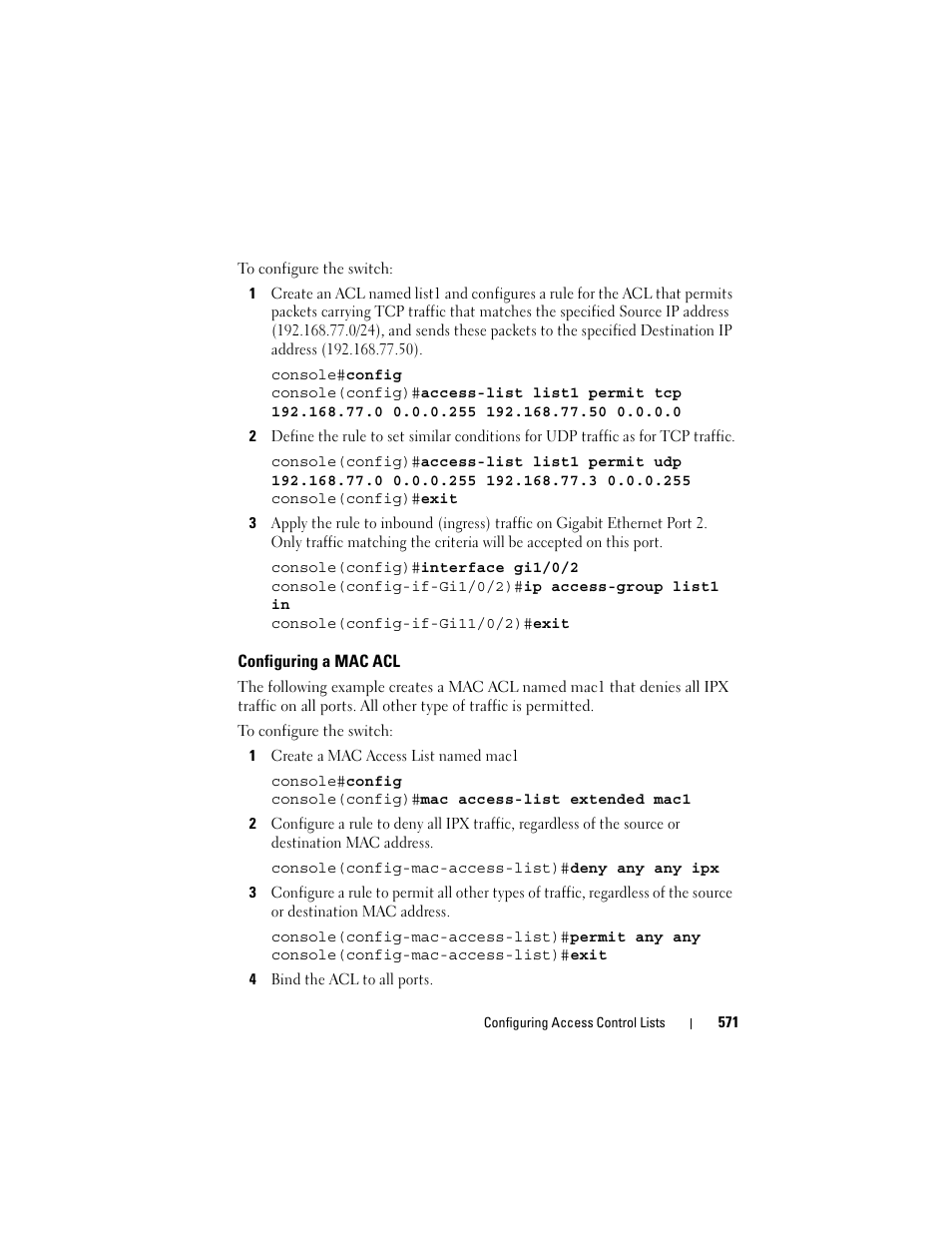 Configuring a mac acl | Dell POWEREDGE M1000E User Manual | Page 571 / 1246