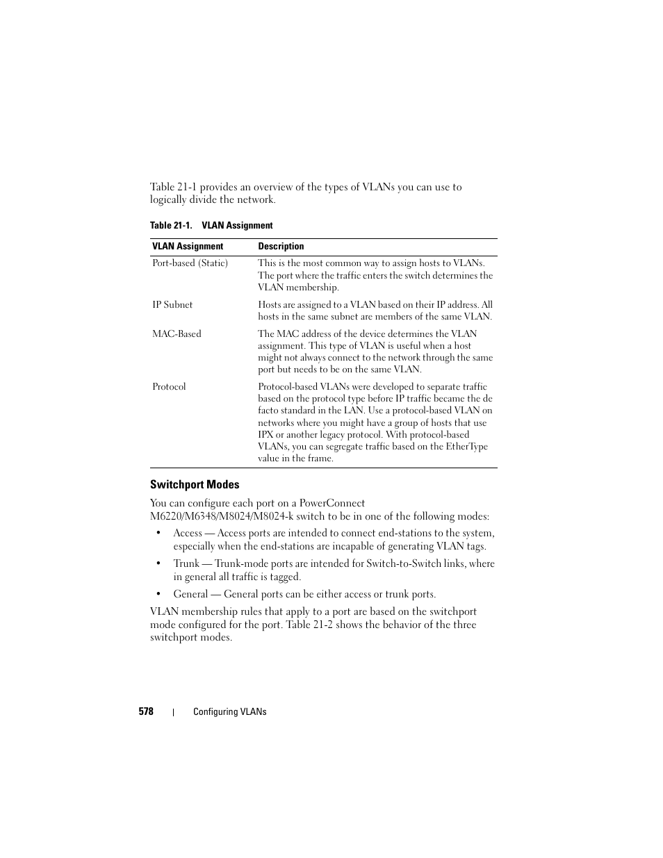 Switchport modes | Dell POWEREDGE M1000E User Manual | Page 578 / 1246