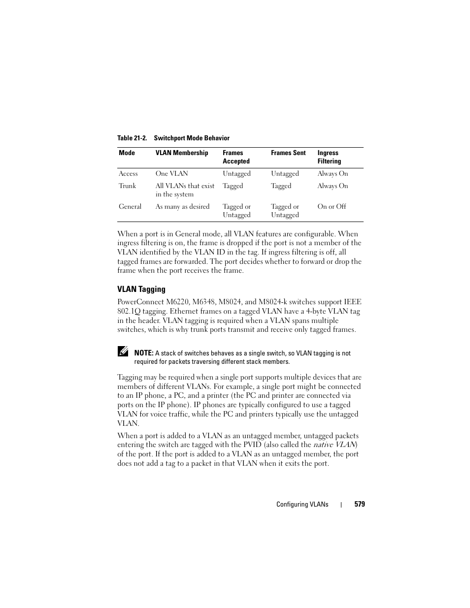 Vlan tagging | Dell POWEREDGE M1000E User Manual | Page 579 / 1246