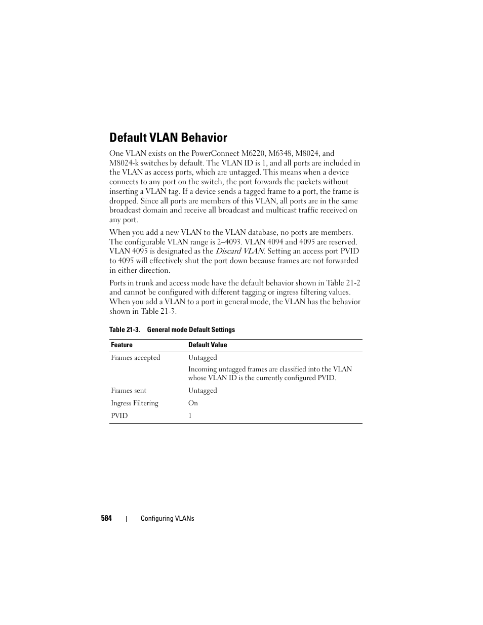 Default vlan behavior | Dell POWEREDGE M1000E User Manual | Page 584 / 1246