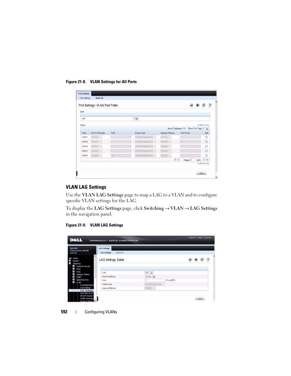 Vlan lag settings | Dell POWEREDGE M1000E User Manual | Page 592 / 1246