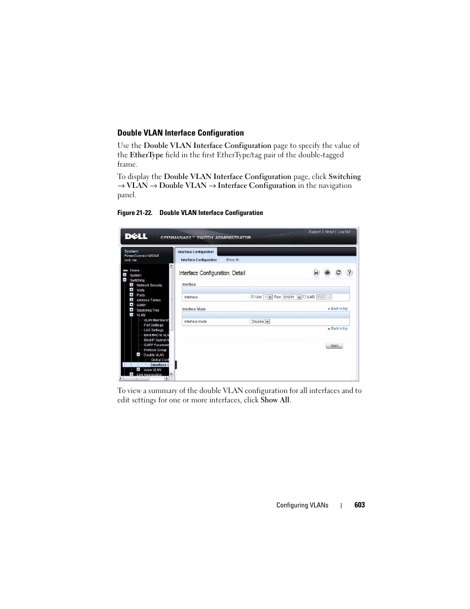 Double vlan interface configuration | Dell POWEREDGE M1000E User Manual | Page 603 / 1246