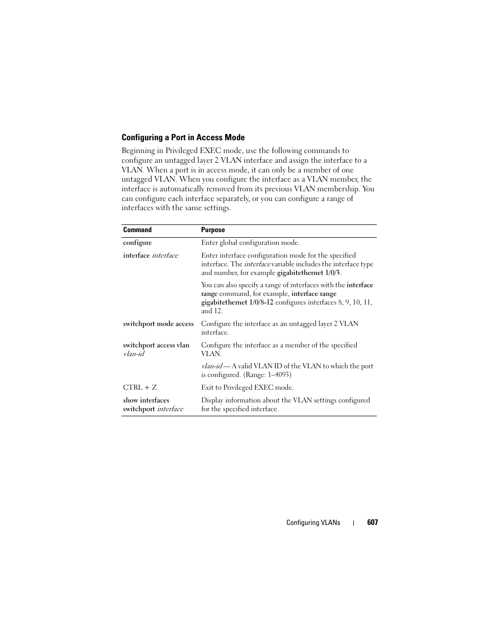 Configuring a port in access mode | Dell POWEREDGE M1000E User Manual | Page 607 / 1246