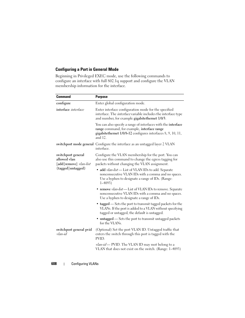 Configuring a port in general mode | Dell POWEREDGE M1000E User Manual | Page 608 / 1246