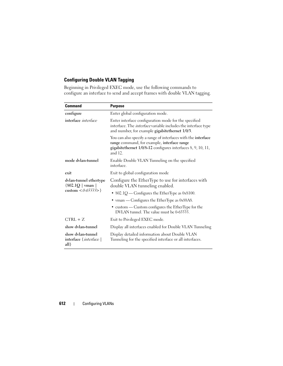 Configuring double vlan tagging | Dell POWEREDGE M1000E User Manual | Page 612 / 1246