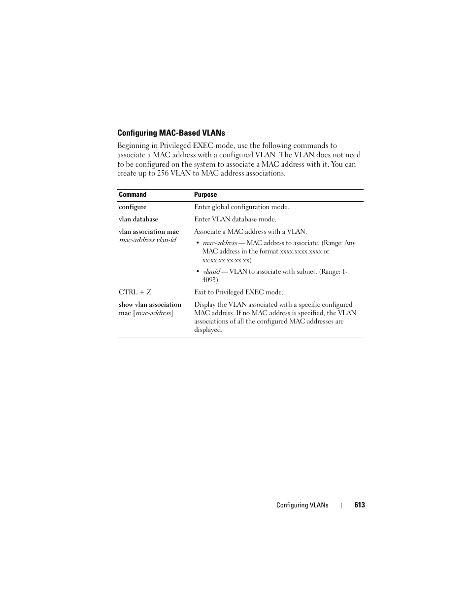 Configuring mac-based vlans | Dell POWEREDGE M1000E User Manual | Page 613 / 1246