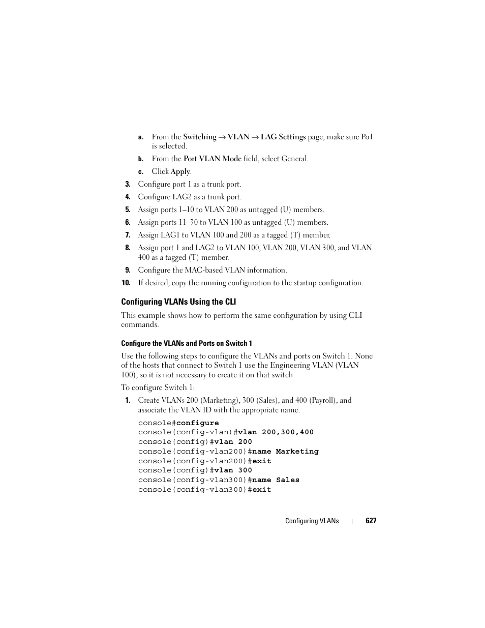 Configuring vlans using the cli | Dell POWEREDGE M1000E User Manual | Page 627 / 1246