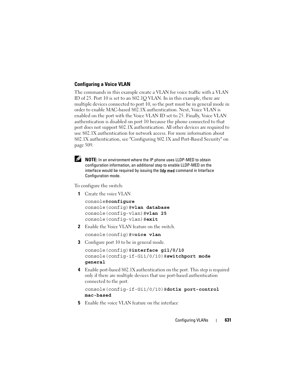 Configuring a voice vlan | Dell POWEREDGE M1000E User Manual | Page 631 / 1246