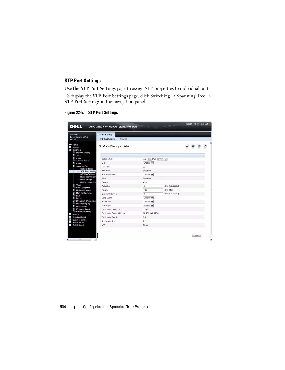 Stp port settings | Dell POWEREDGE M1000E User Manual | Page 644 / 1246