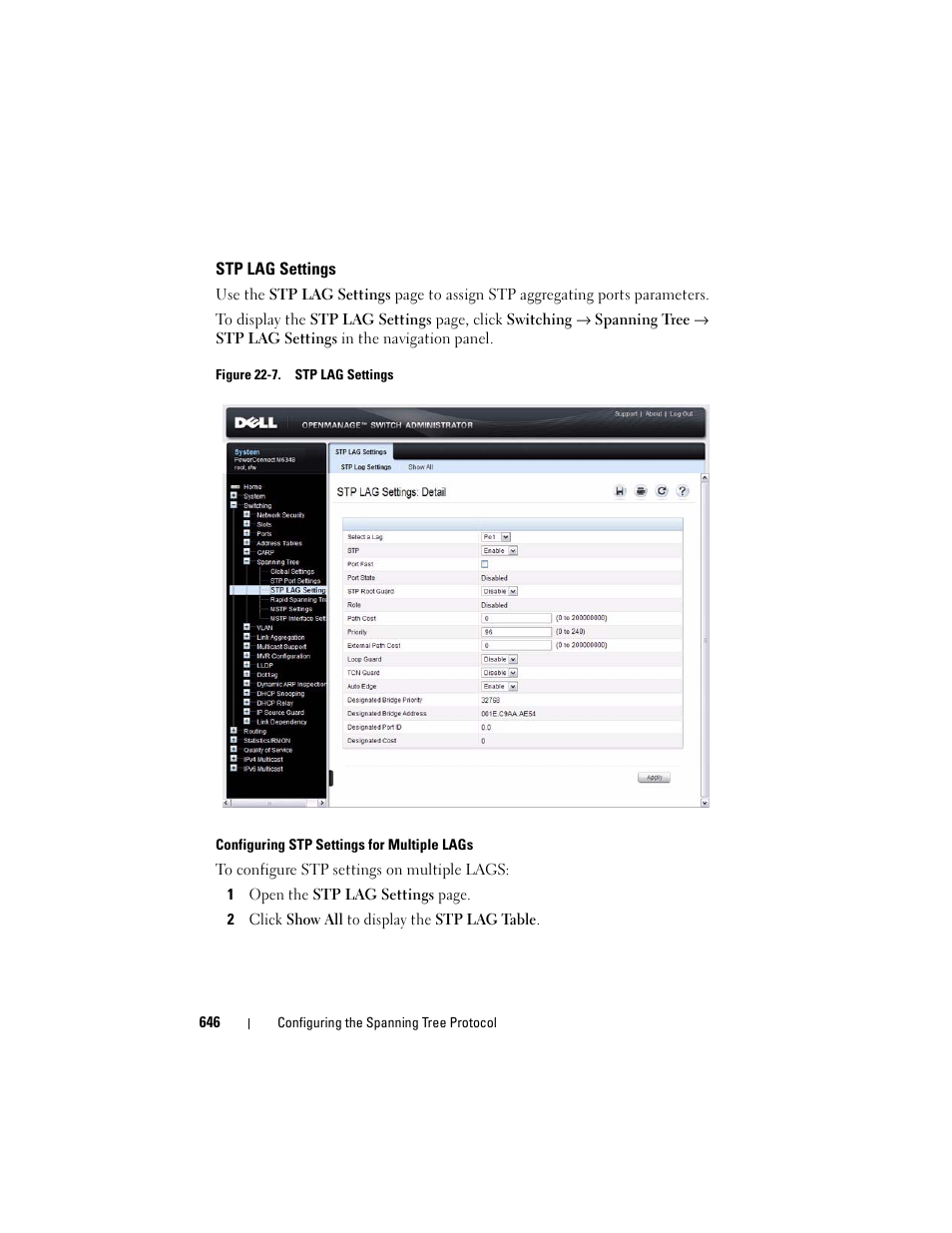 Stp lag settings | Dell POWEREDGE M1000E User Manual | Page 646 / 1246