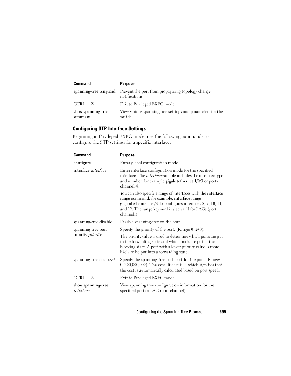 Configuring stp interface settings | Dell POWEREDGE M1000E User Manual | Page 655 / 1246
