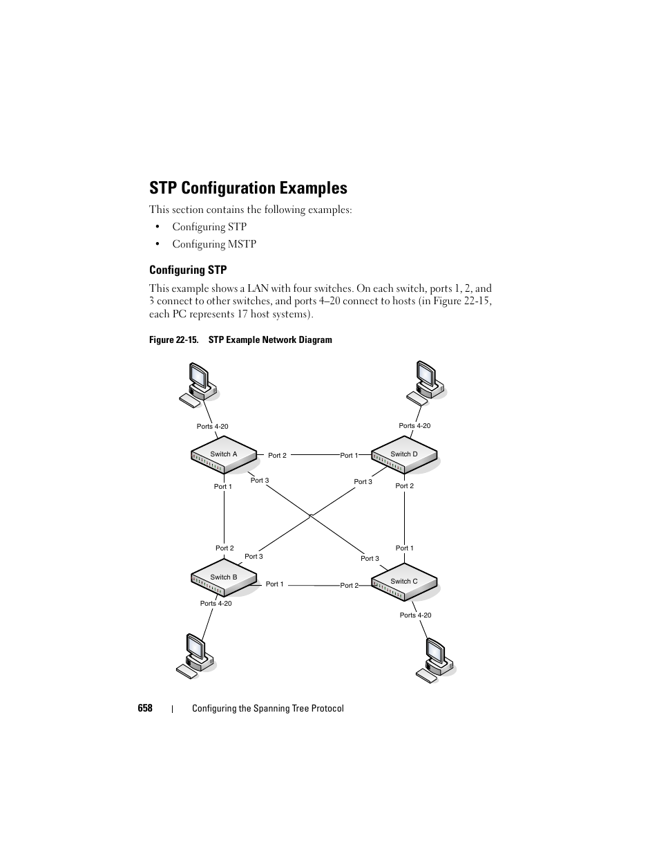 Stp configuration examples, Configuring stp | Dell POWEREDGE M1000E User Manual | Page 658 / 1246