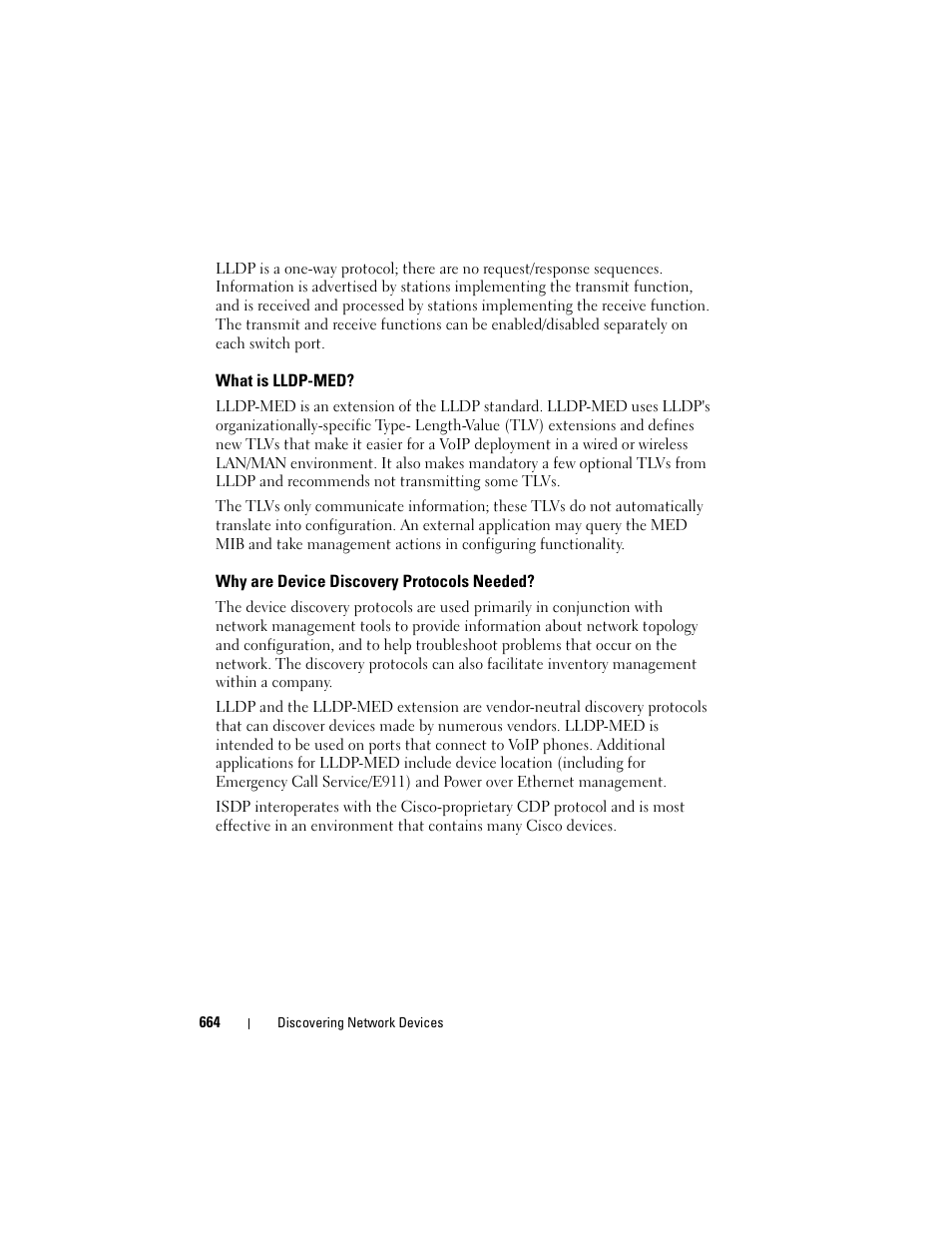 What is lldp-med, Why are device discovery protocols needed, Why are device discovery protocols | Needed | Dell POWEREDGE M1000E User Manual | Page 664 / 1246