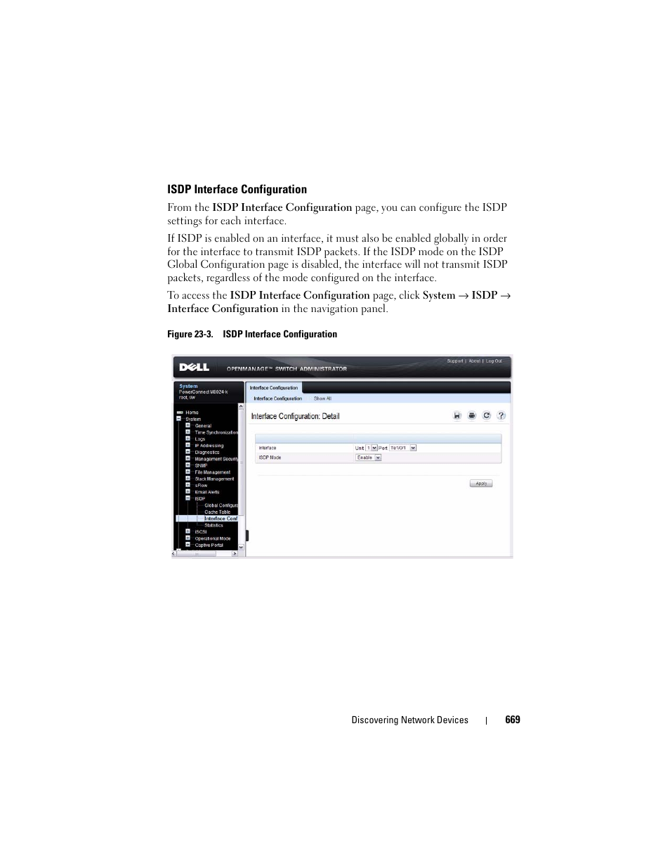 Isdp interface configuration | Dell POWEREDGE M1000E User Manual | Page 669 / 1246