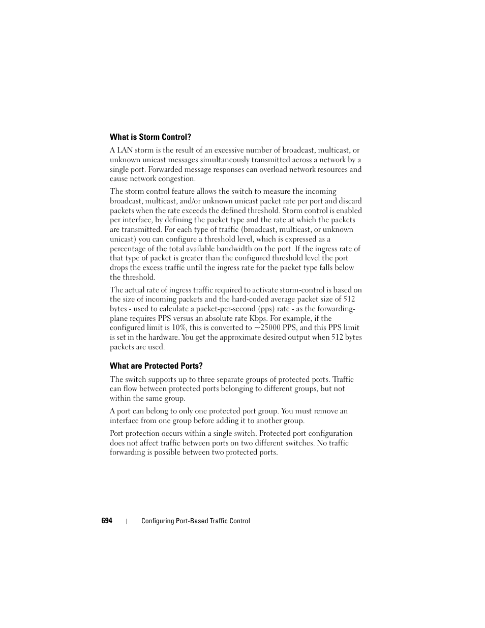 What is storm control, What are protected ports | Dell POWEREDGE M1000E User Manual | Page 694 / 1246