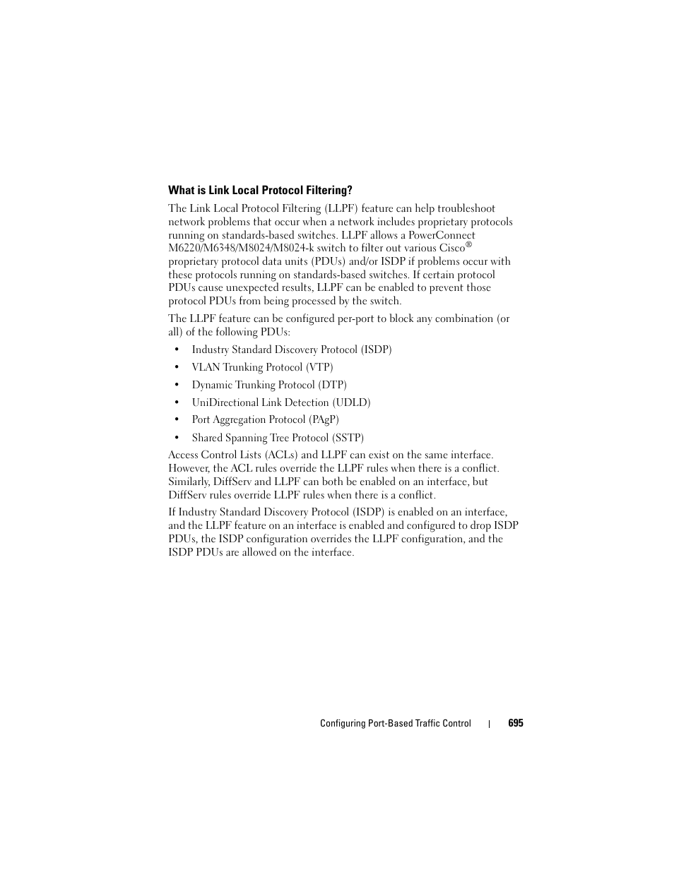 What is link local protocol filtering | Dell POWEREDGE M1000E User Manual | Page 695 / 1246