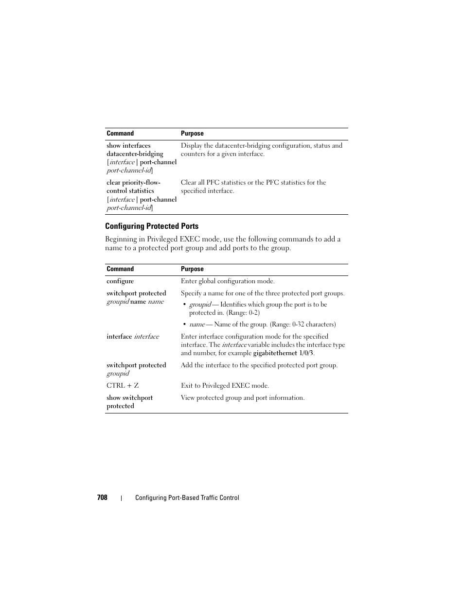 Configuring protected ports | Dell POWEREDGE M1000E User Manual | Page 708 / 1246