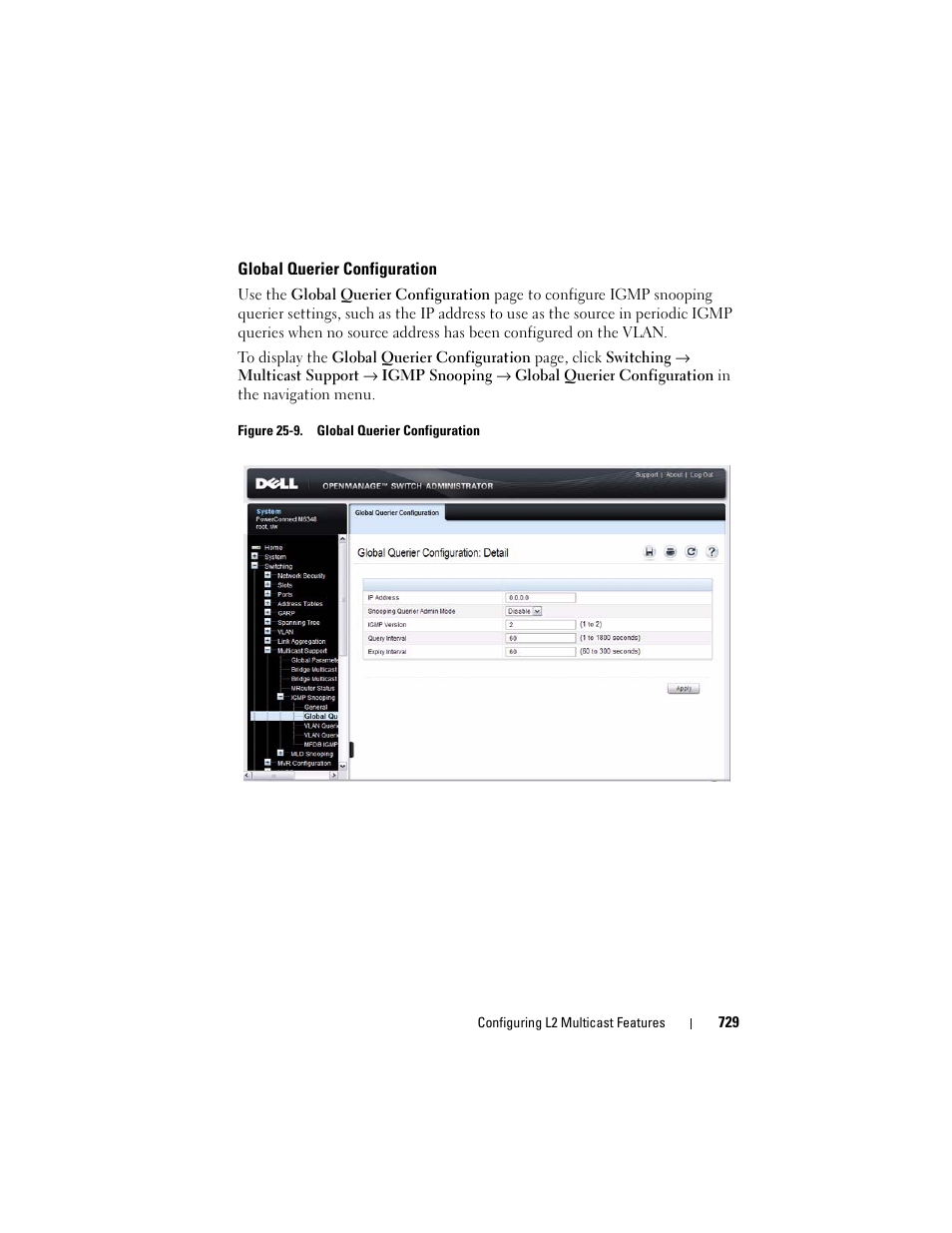 Global querier configuration | Dell POWEREDGE M1000E User Manual | Page 729 / 1246