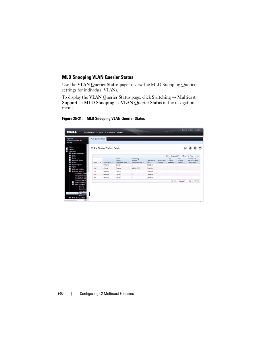 Mld snooping vlan querier status | Dell POWEREDGE M1000E User Manual | Page 740 / 1246