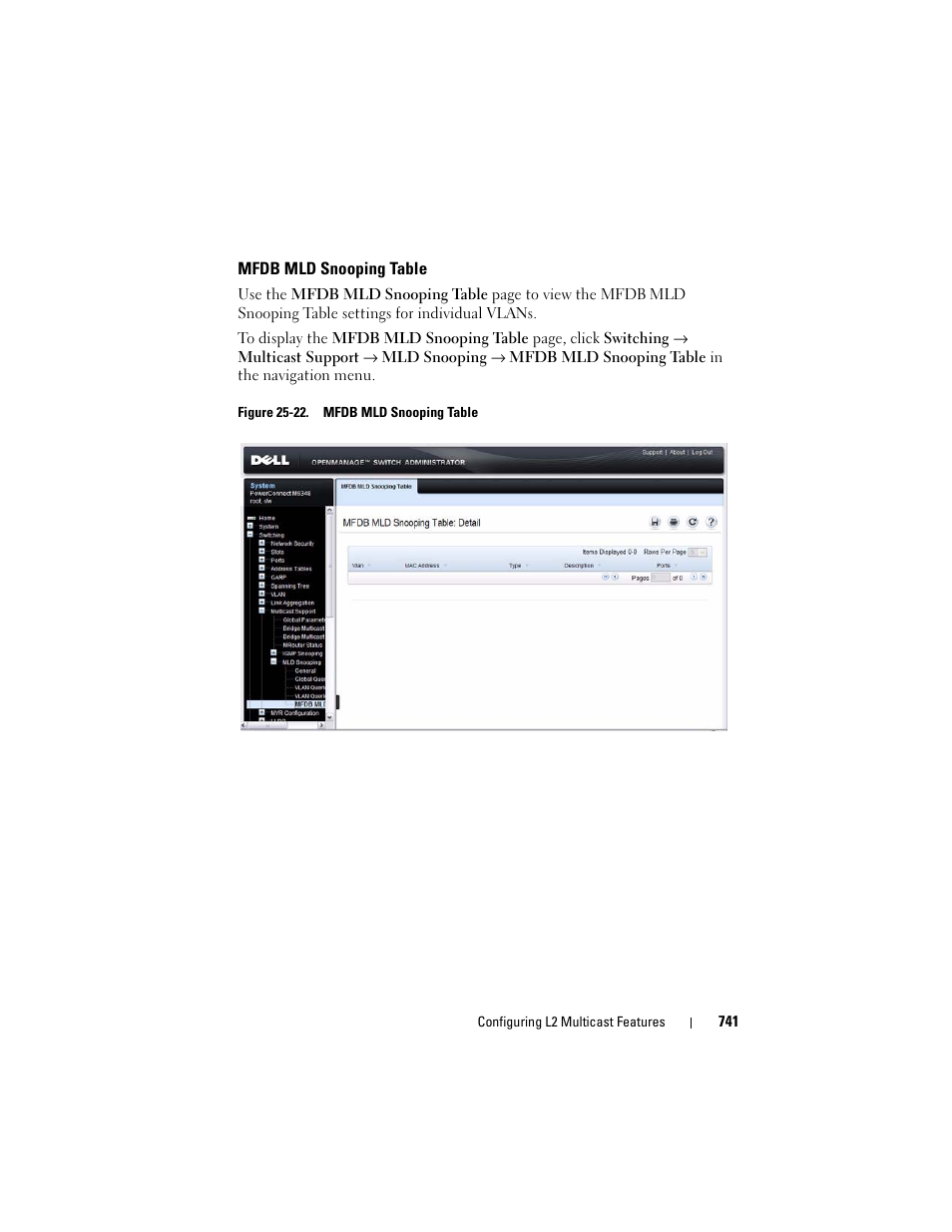 Mfdb mld snooping table | Dell POWEREDGE M1000E User Manual | Page 741 / 1246