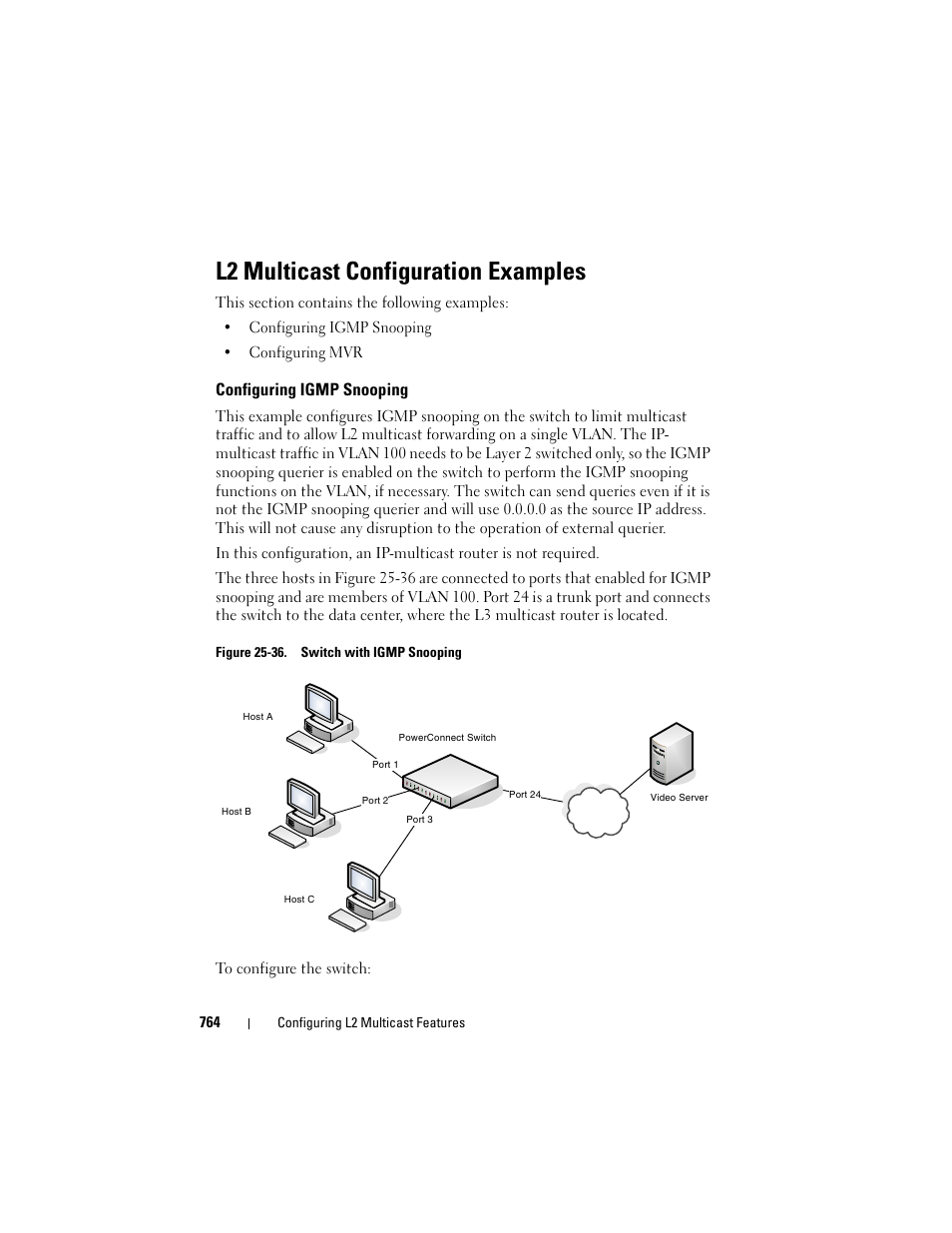 L2 multicast configuration examples, Configuring igmp snooping | Dell POWEREDGE M1000E User Manual | Page 764 / 1246