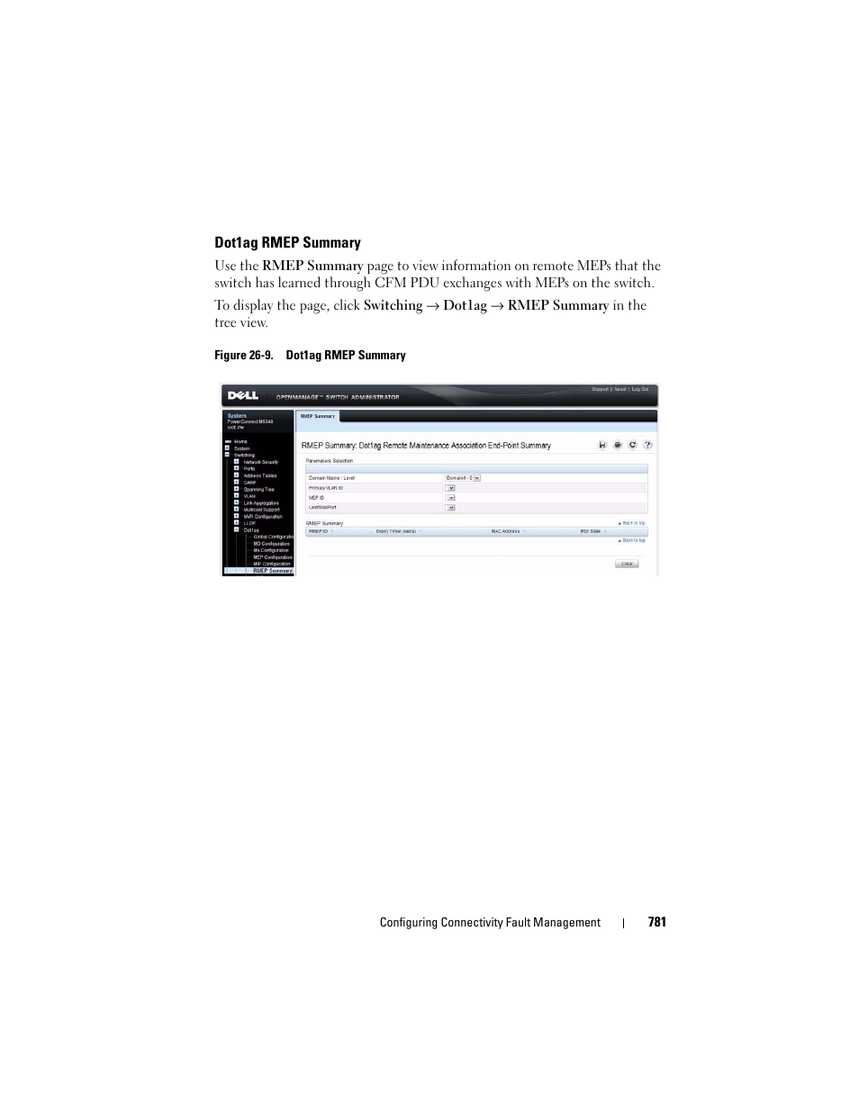 Dot1ag rmep summary | Dell POWEREDGE M1000E User Manual | Page 781 / 1246