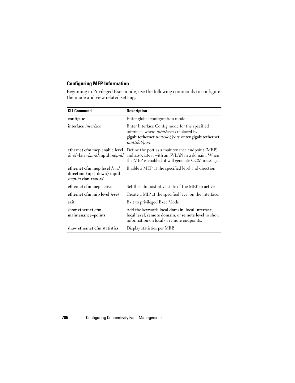 Configuring mep information | Dell POWEREDGE M1000E User Manual | Page 786 / 1246