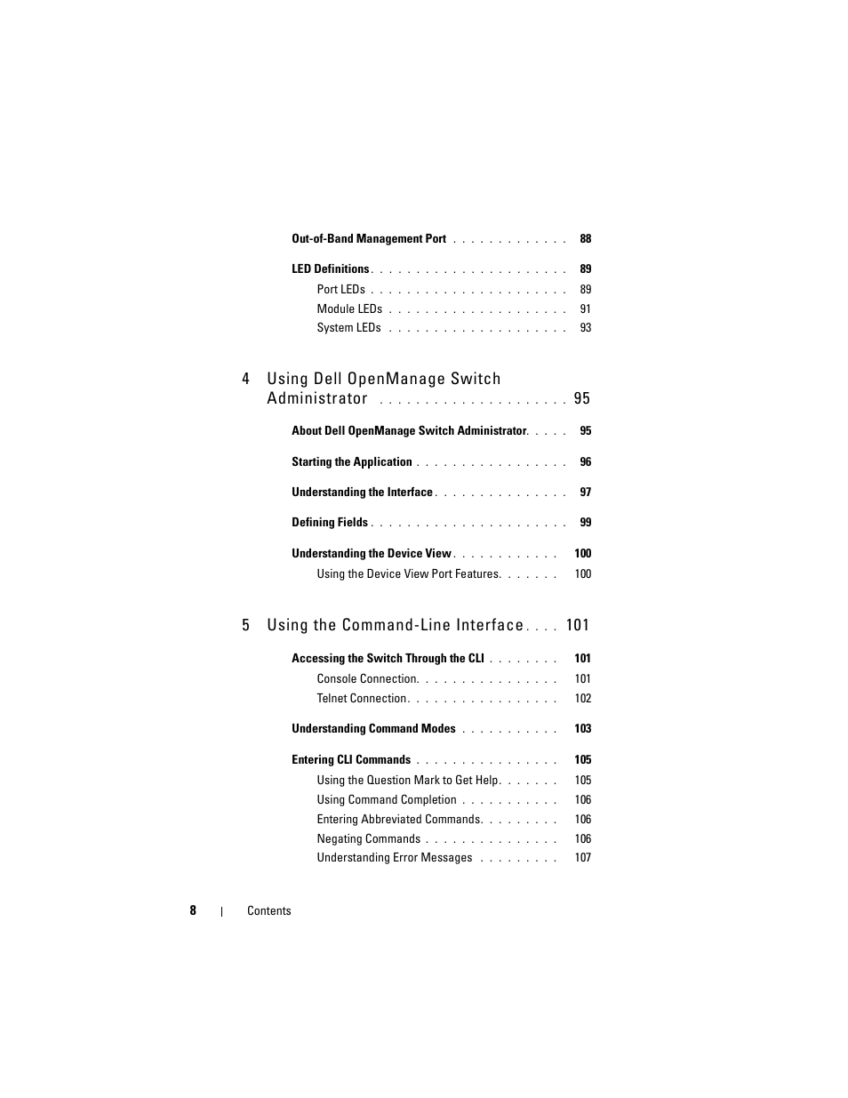 4 using dell openmanage switch administrator, 5 using the command-line interface | Dell POWEREDGE M1000E User Manual | Page 8 / 1246