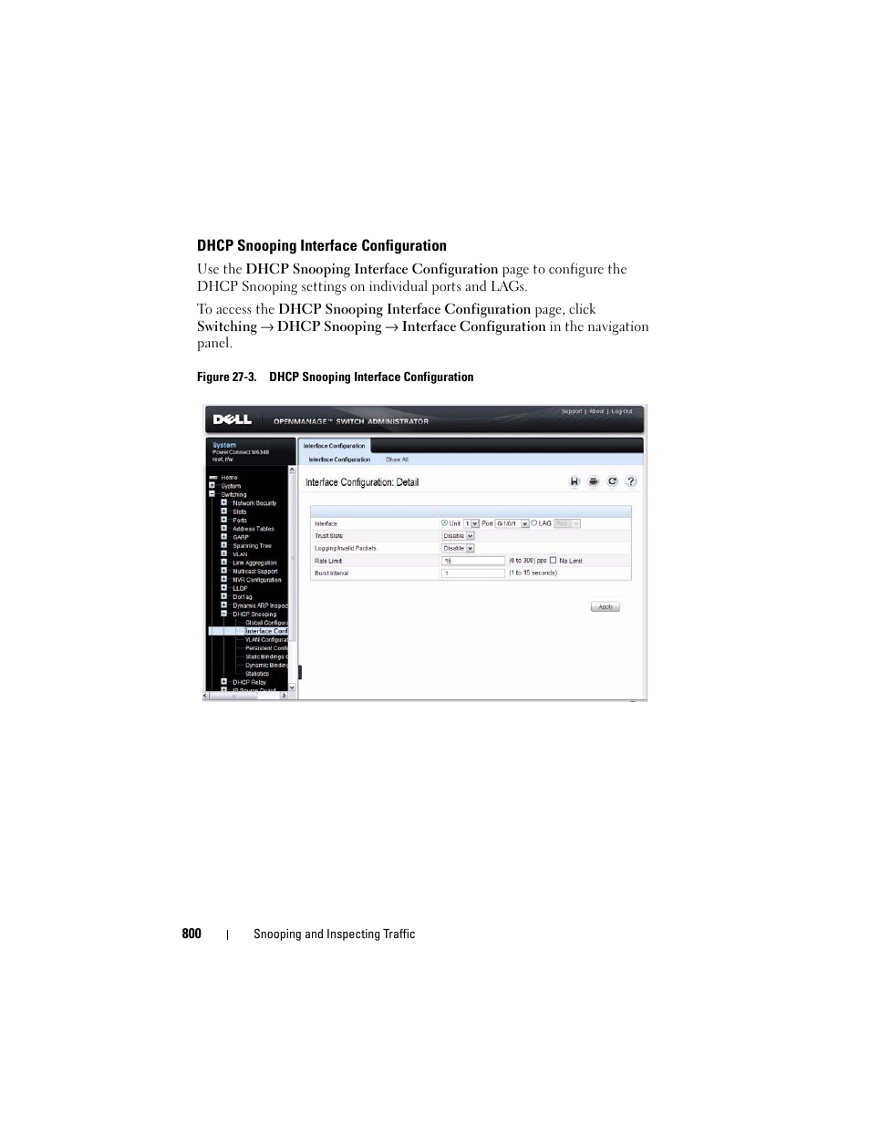 Dhcp snooping interface configuration | Dell POWEREDGE M1000E User Manual | Page 800 / 1246