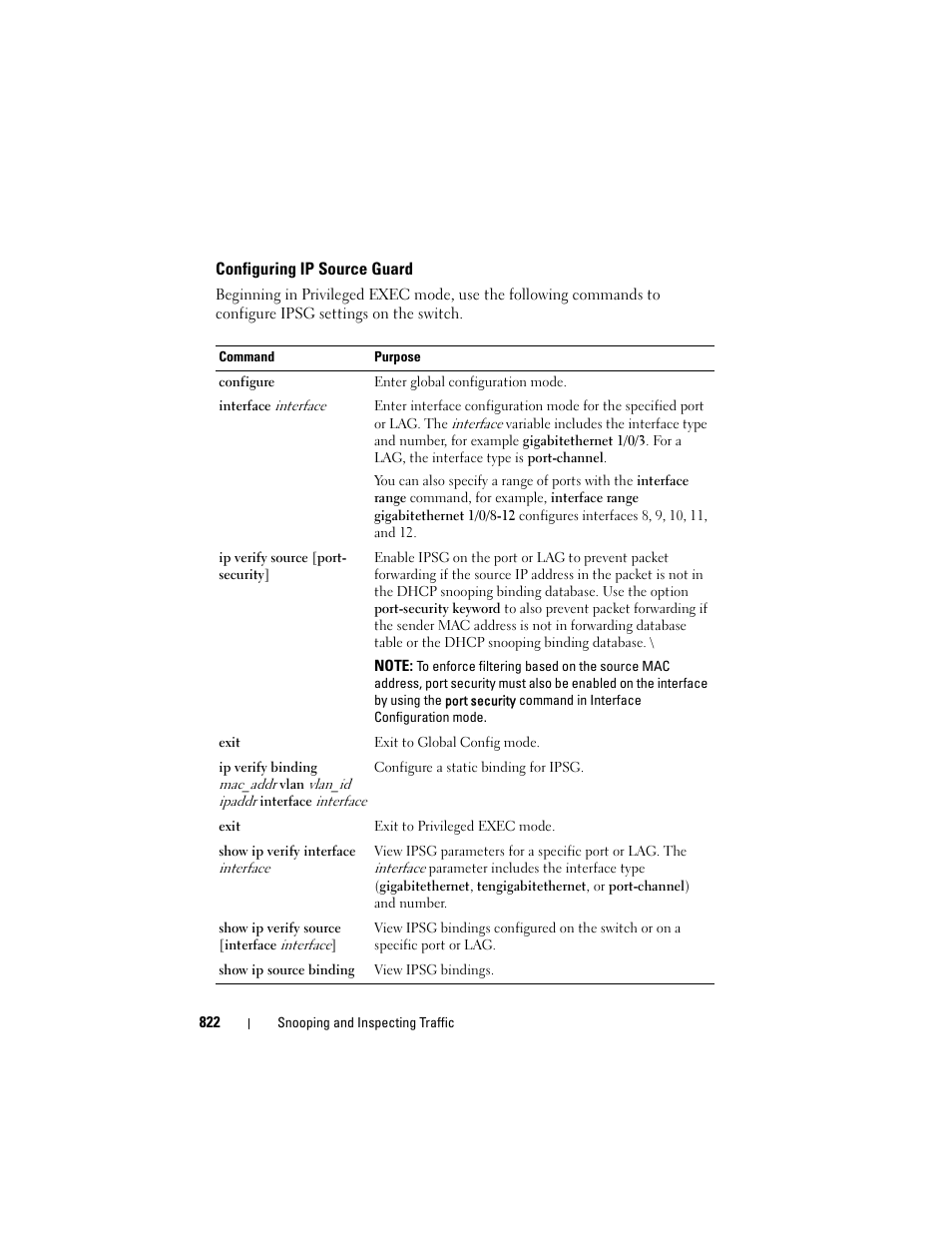 Configuring ip source guard | Dell POWEREDGE M1000E User Manual | Page 822 / 1246